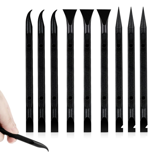 9 Pcs Plastic Scraper Non-Scratch Scraper Tool Set Multipurpose Cleaning Scraper Easy to Clean Crevices Tight Spaces for Removing Oil Stains Stickers Labels Food Dirt Paint