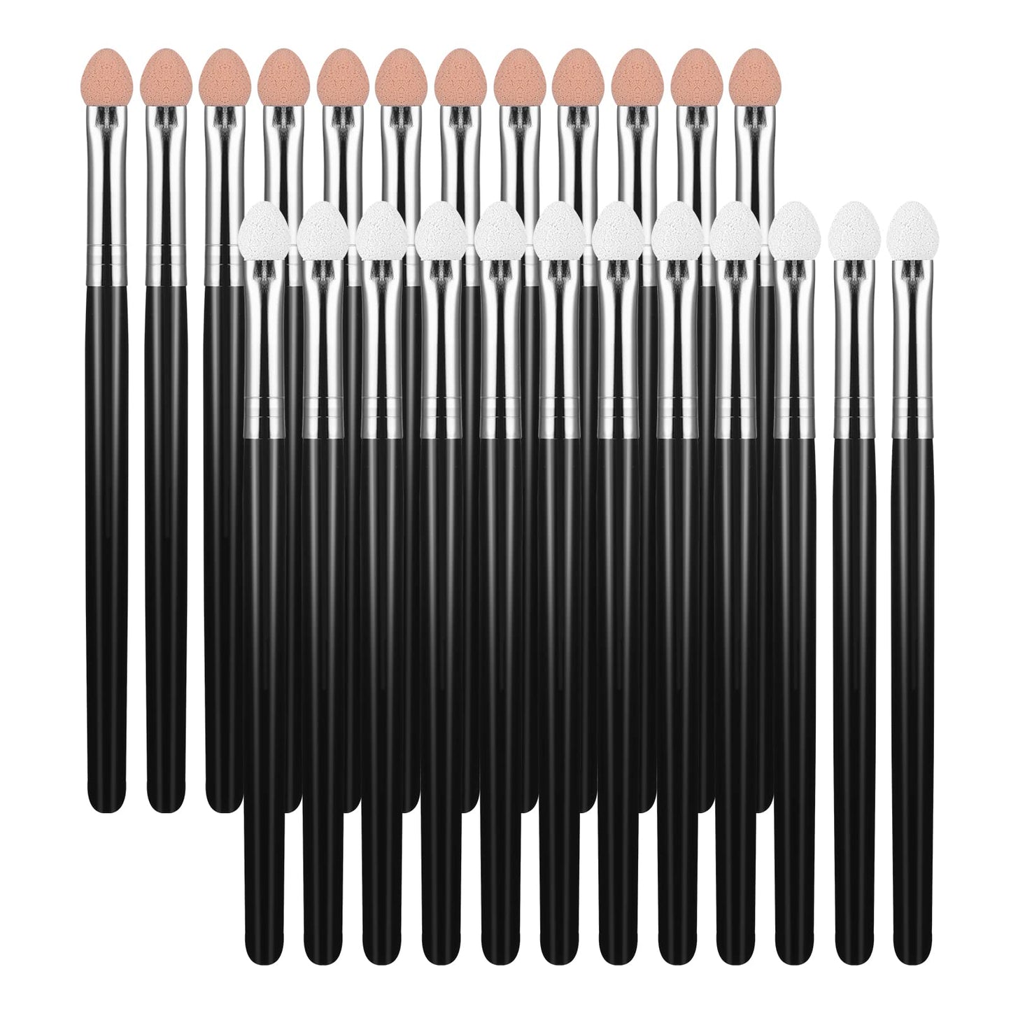 Sibba Sponge Eye Makeup Brushes 24 Pieces Black Double Sided Eyeshadow Applicators Wand Shadow Brush Applicator Tool Set for Women Girls