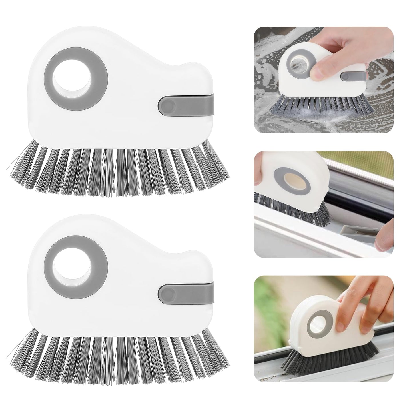 Sibba Cleaning Brush 2PCS Window Track Cleaning Tools Hard Bristle Crevice Cleaning Brush 2 in 1 Grout Grip Brush Kitchen Utensils for Door Track Window Sill Seal Household Small Stiff