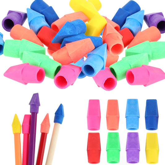 Sibba 50PCS Pencil Top Erasers, Neon Color Pencil Caps Erasers, Kid Eraser Caps for Pencils, Pencil Erasers Set for Students, Art Drawing, Teacher Supplies & School Supplies