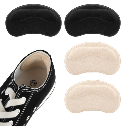 2 Pair Heel Cushion Pads, Self-Adhesive Heel Grips Inserts for Boots Loose Shoes Too Big, Anti Blister Shoe Liners Heel Protectors, Reusable Heel Guards Liners for Women Men, Improve Shoe Fit