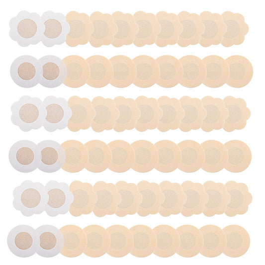 60Pcs Nipple Covers for Women Girls, Sibba Disposable Breast Covers, Round Shaped Nipple Cover Pasties, Self-Adhesive Bra Pad, No Show Non-woven Fabric Breast Petals Stickers(30 rounds and 30 petals)