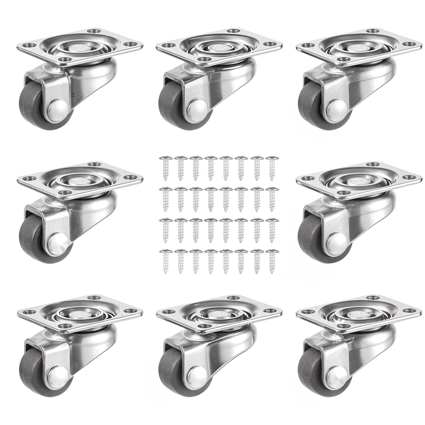 Sibba 8 Pcs Small Caster Wheels 0.5inch Caster Wheel Soft Rubber Swivel Caster Low Profile Self Adhesive Caster Wheels with 360 Degree Plate Mini Handling Products for Furniture Kitchen Planters