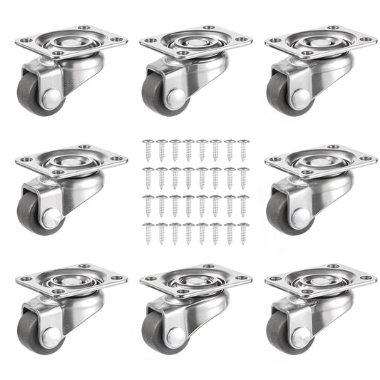 Sibba 8 Pcs Small Caster Wheels 0.5inch Caster Wheel Soft Rubber Swivel Caster Low Profile Self Adhesive Caster Wheels with 360 Degree Plate Mini Handling Products for Furniture Kitchen Planters