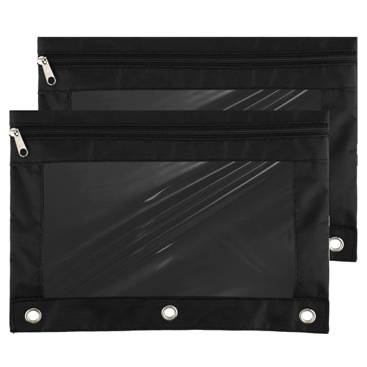 Sibba Binder Pouch Toiletry Bag 2 PCS Clear Large Case Mesh Hole Fabric Nylon Cloth Binding Holder Stationery Organiser Dispensers Office Cosmetic Storage Container