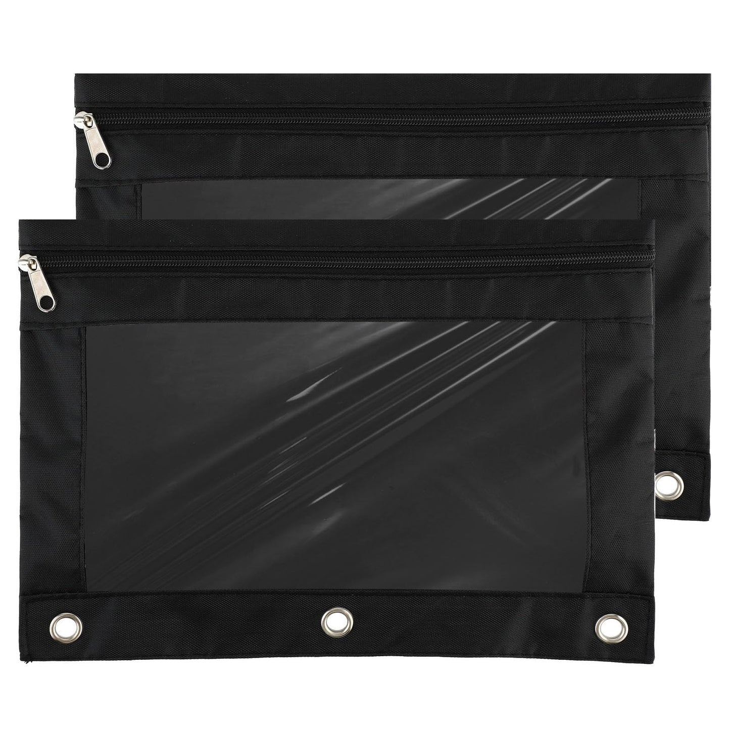 Sibba Binder Pouch Toiletry Bag 2 PCS Clear Large Case Mesh Hole Fabric Nylon Cloth Binding Holder Stationery Organiser Dispensers Office Cosmetic Storage Container