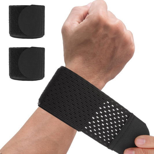COMNICO 2PCS Wrist Brace Wrap Compression Strap Brace Sport Sleeve Adjustable Pain Relief Tendonitis Elastic Tennis Working Out Weightlifting Bowling Wrist Widget for Unisex(Black)