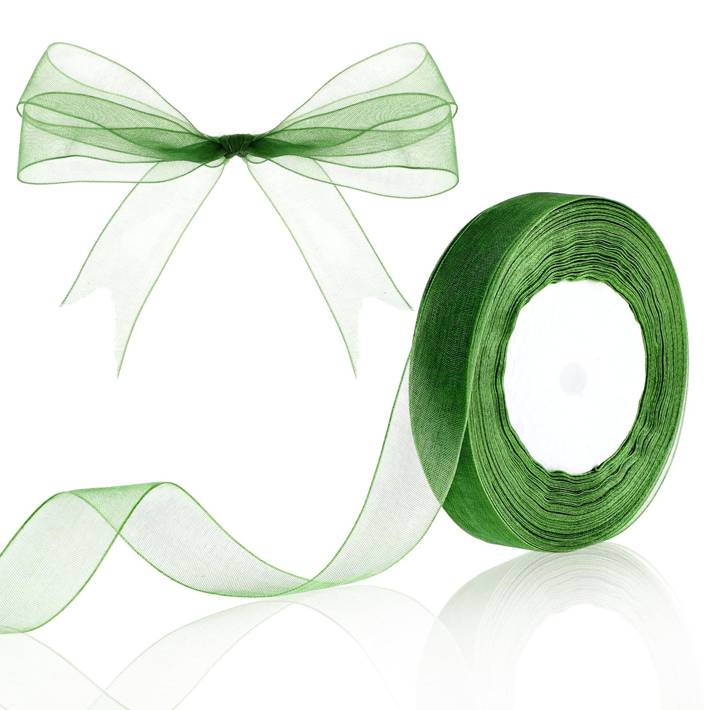 Sibba Sheer Ribbon Chiffon Ribbon Lace Gift Wrap Ribbons Present Ribbon Stationery Supplies Satin Ribbon for Mother's Day Wedding Bouquet Crafts Birthday(Retro Green)