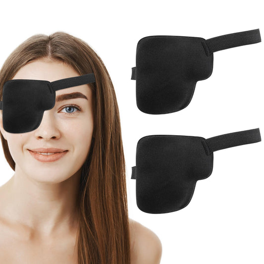 2 Pcs Eye Patches for Adults, Black Adjustable Piratel Eye Patch Medical Eyepatch, 3D Eye Patch for Lazy Eye Amblyopia Strabismus and After Surgery (Right Eye)