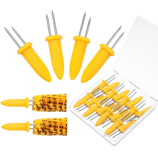 Sibba 20PCS Stainless Steel Corn Cob Holders, Corn on The Cob Skewers for BBQ with Storage Box for Home Cooking Forks, Durable Anti-Scald Corn on the Cob holders