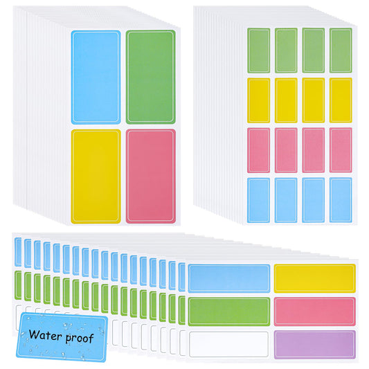 520Pcs Assorted Color Waterproof Labels Removable Adhesive Annotation Stickers Rectangular Folder Tag Name Label Stickers for Kitchen Food Containers Storage Bottle Jar Office Meeting School