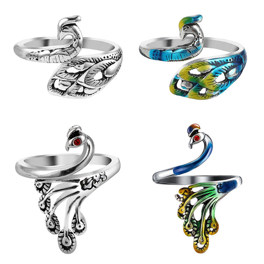 Sibba Knitting Crochet Ring 4 PCS Knit Yarn Crocheting Finger Guide Hooks Measuring Tool Adjustable DIY Weaving Craft Braid Supplies Portable Sewing Wrist Holder Hook Counter(Silver/Colorful)