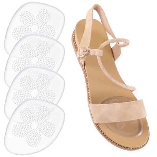 COMNICO 2 Pairs Ball of Foot Cushions, Clear Silicone Women Metatarsal Pads Anti Sliding Foot Pads Plum Bossom Forefoot Pads High Heel Shoe Inserts (Transparent)
