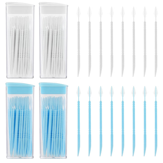200Pcs Double Head 50pcs/Box Plastic Dental Floss Interdental Toothpick Brush Picks Dental Toothpicks Teeth Sticks, Teeth Cleaning Tool Portable Oral Care Toothpicks