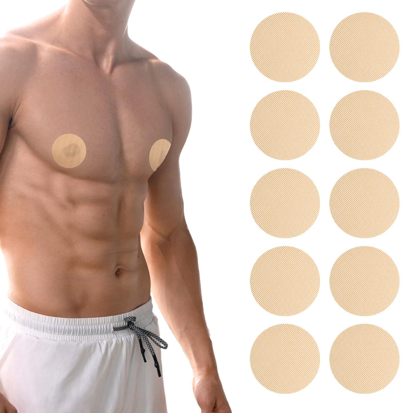 YBEATY 300 Pieces Marathon Run Gear Nipple Friction Prevention Men's Invisible Nipple Pads Waterproof Invisible Nipple Cover Breathable Hypoallergenic Nude Colour Nipple Cover, skin-coloured, S