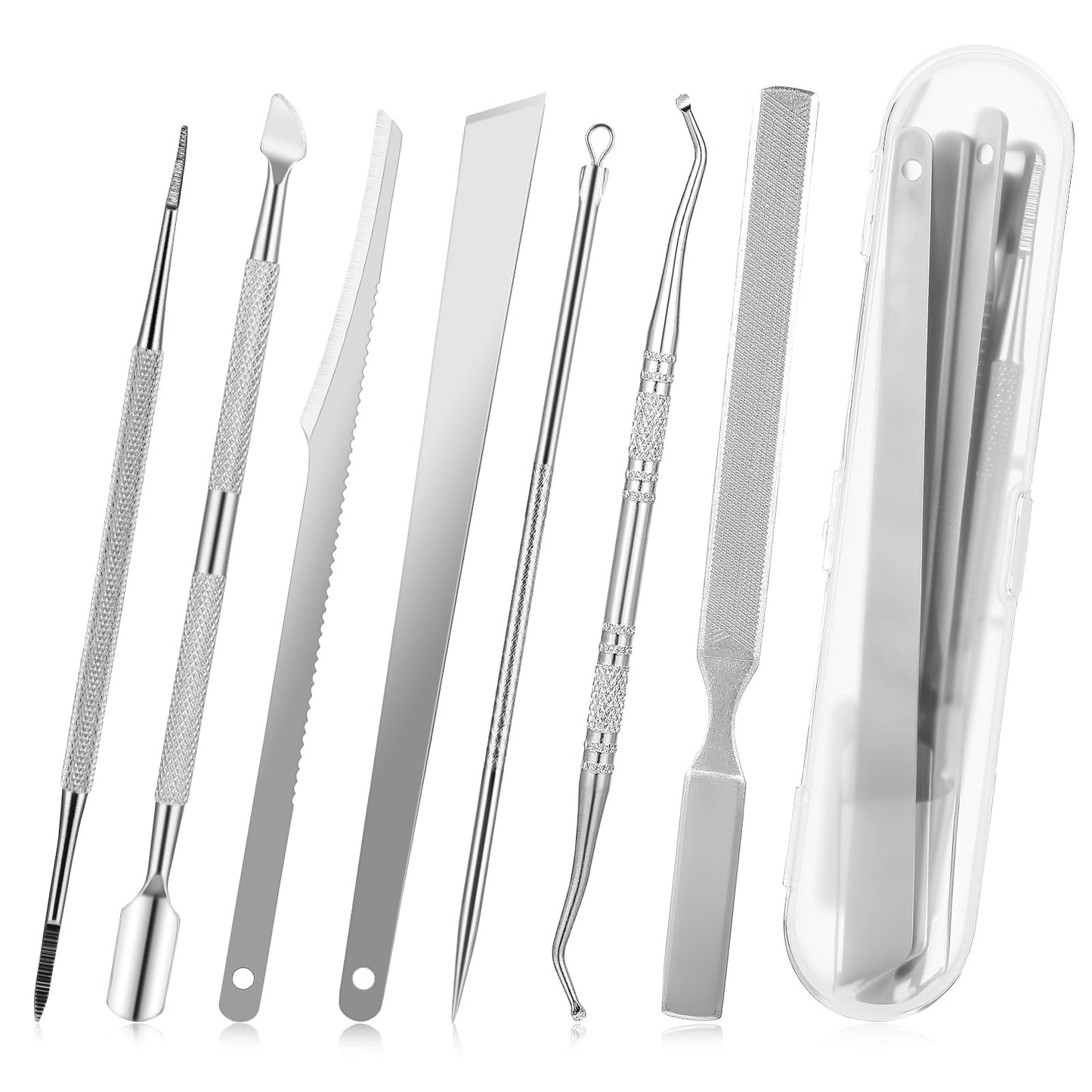 Wanmu 7Pcs Ingrown Toenail Removal Kit, Professional Surgical Ingrown Toenail File and Lifters, Stainless Steel Under Nail Cleaner, Manicure Treatment Pedicure Tools for Feet