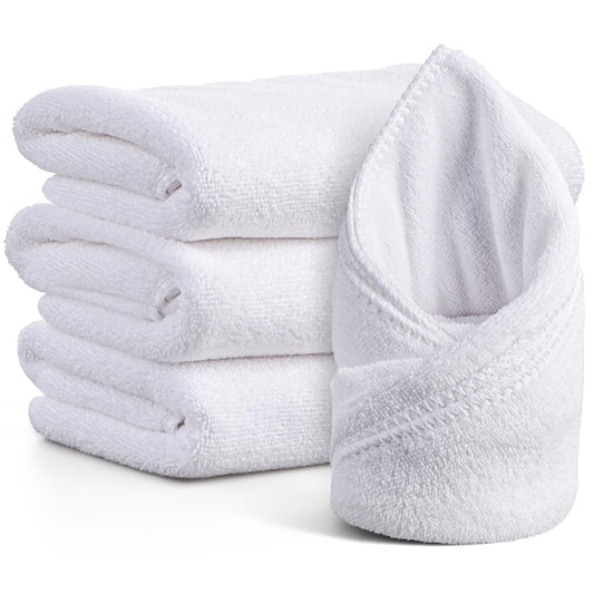 Sibba White Hand Towels 3 PCS Quick Drying Wash Cloths Soft Microfiber Face Bathroom Washcloth Lightweight Camping Towels Thin Yoga Towels Fit Gym Salon Bath Facial Estheticians Spa Barber