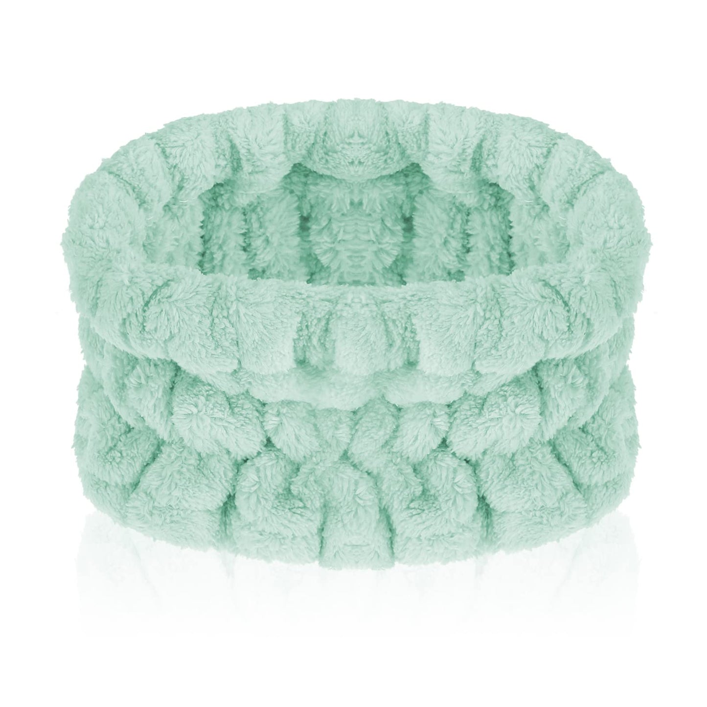 Sibba 1 PC Face Wash Headband Cleansing Set Spa Skincare Facewash Head Pack Facial Skin Care Hair Shampoo Strap Puffy Fabric Double Layer Elastic Microfiber Washband Women Girl Makeup Band Wrap(Green)