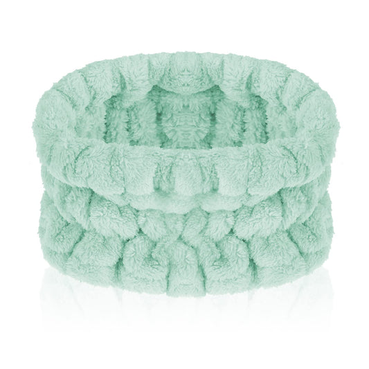 Sibba 1 PC Face Wash Headband Cleansing Set Spa Skincare Facewash Head Pack Facial Skin Care Hair Shampoo Strap Puffy Fabric Double Layer Elastic Microfiber Washband Women Girl Makeup Band Wrap(Green)