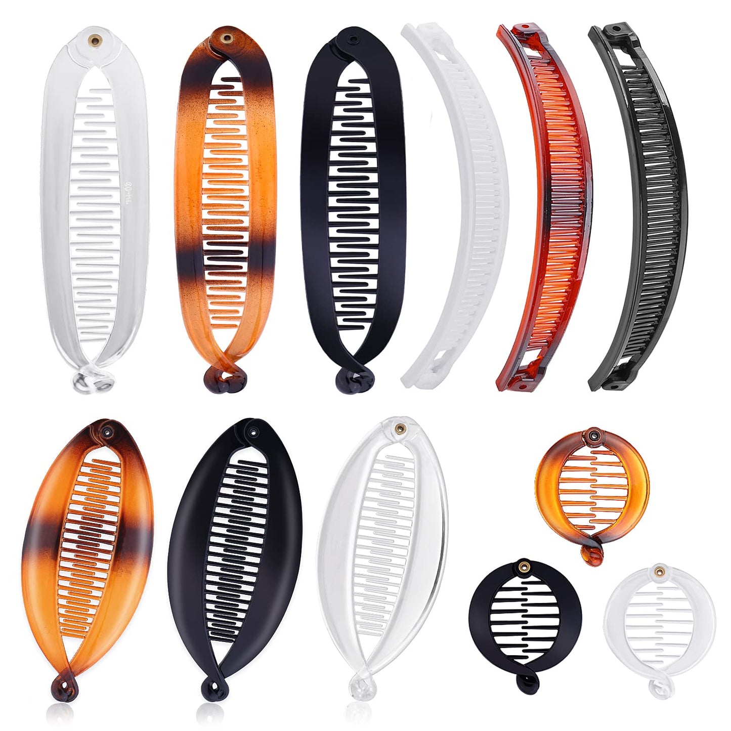 Sibba 12 Pieces Banana Hair Clips Clincher Combs Large Vintage Banana Clips Comb Fishtail Hair Clip Ponytail Holder Clips for Women Girls Thick Curly Hair