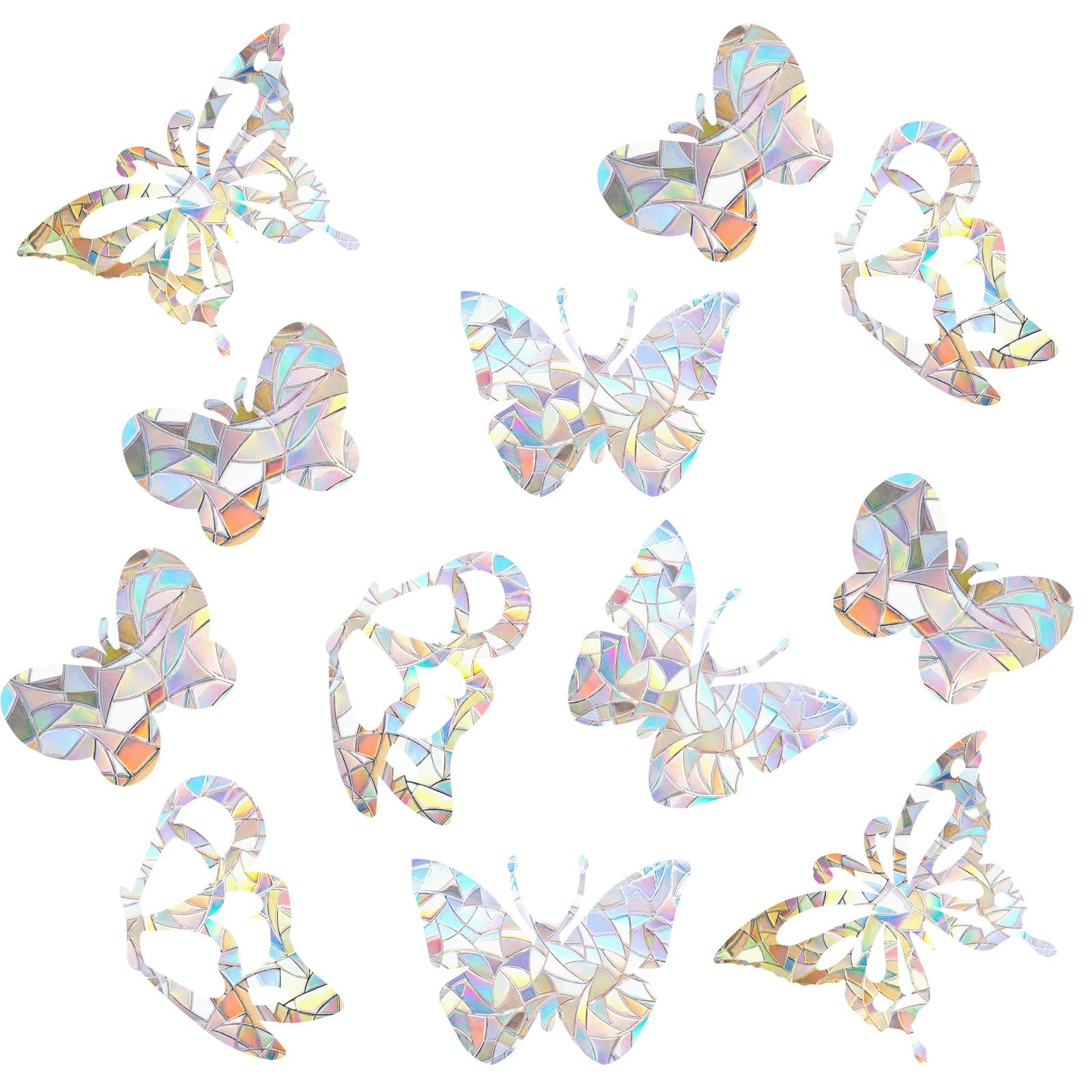 36 Pieces Anti Collision Window Stickers Butterfly Rainbow Window Decals Prevent Bird Strikes Window Clings Non Adhesive Reusable Glass Alert Decals Vinyl Film Indoor Decorations