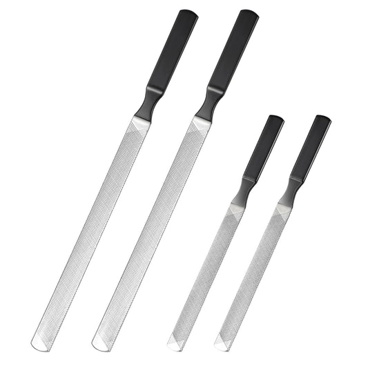 Dimeho 2 Pcs Toe Nail Files for Thick Nails, Professional Stainless Steel Nail File 4 Sides Fingernail Files with Anti-Slip Handle Dog Nail File Reusable Manicure Filer for Men Seniors and Dogs