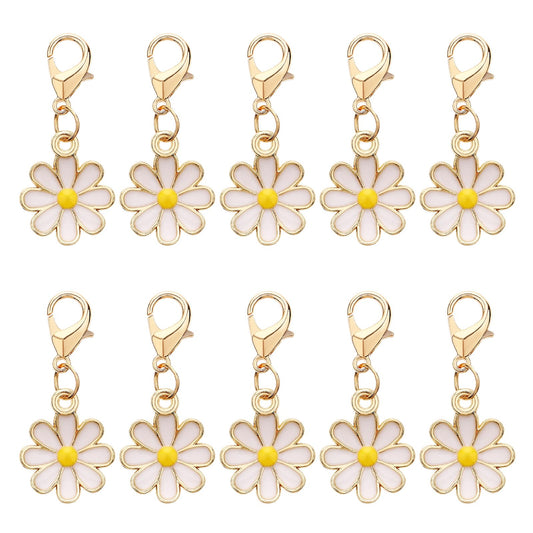 COMNICO 10 Pcs Stitch Markers for Knitting, Crochet-Daisy Flower Removable Stitch Markers Art Craft DIY Sewing Accessories for Knitting Weaving Sewing