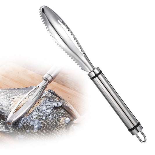 Wanmu Fish Scaler, 304 Stainless Steel Fish Scale Remover, Sawtooth Fish Cleaning Kit, Fish Descaler Tool for Family Kitchen, Seafood Markets
