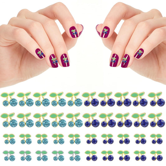 40Pcs 3D Cherry Nail Charms Rhinestones Shiny Gems Nail Accessories Jewelry Decorations Cute Fruit Nail Diamond for Women Girls Art Design DIY Manicure Craft Jewelry