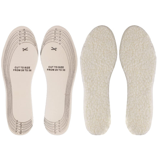 Sibba 2 Pairs Wool Winter Shoe Insoles for Cold Weather Lambswool Insoles for Kids Adults Can Cut to Size Warm Fur Inner Soles Sheepskin Shoe Inserts