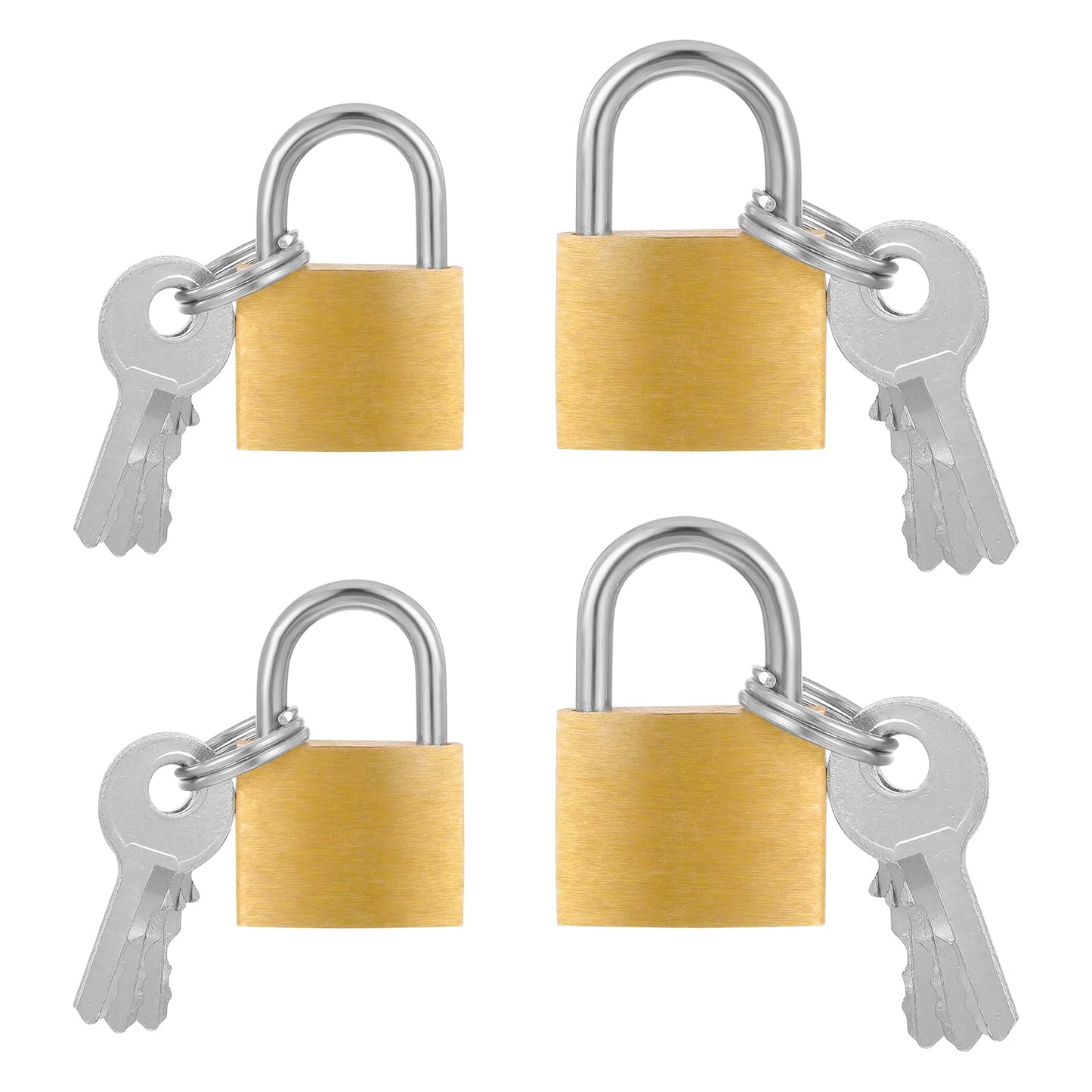 4 Pcs Lock Keyed Padlock Small Solid Brass Locks with Keys 20mm + 25mm Mini Key Locks Metal Locker Luggage Padlock for Gate Fence Shed Toolbox Gym Locke Suitcase Backpack Boxes Laptop Bag