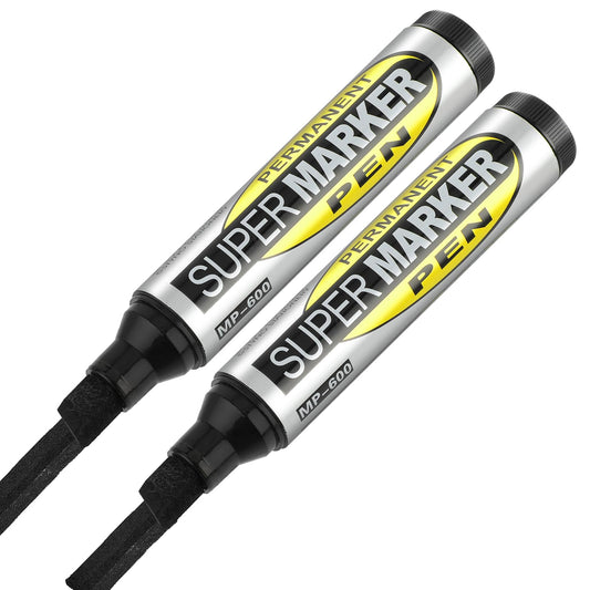 Sibba Permanent Markers Highlighters 2 PCS Black Pens Fabric Clothes Poster Paint Draws Tip Pen Office Long-lasting Washable Marks Waterproof Writing Correction