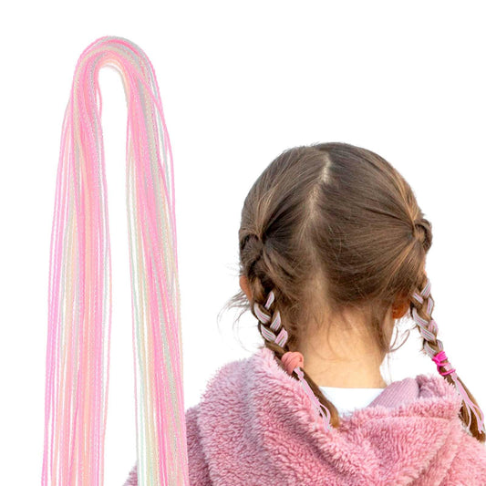 WLLHYF 30 Pcs Hair Braids Colorful Hair Wrap String Assorted Gradient Color Hair Rope Band Rainbow Braiding Hair Tie DIY Ponytail Braids Hair Styling Accessories for Women Girls (Shiny cream)
