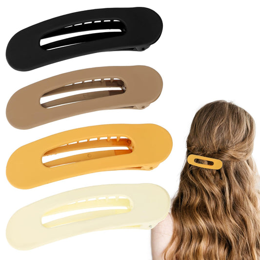 Snap Hair Clips, 4 Pcs Non Slip Metal Barrettes Matte Finish Hair Accessories Hair Roller Clips for Thin Hair Women Girls Hair Styling Salon Tools