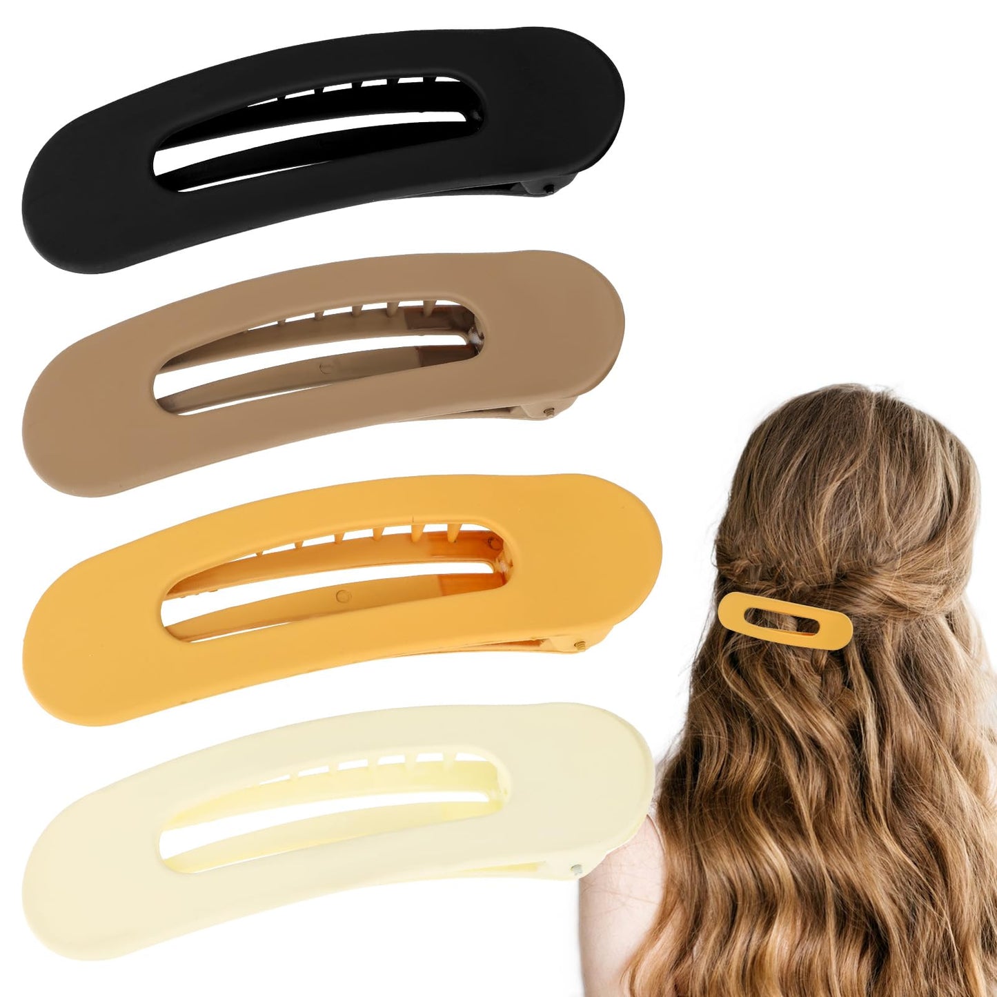 Snap Hair Clips, 4 Pcs Non Slip Metal Barrettes Matte Finish Hair Accessories Hair Roller Clips for Thin Hair Women Girls Hair Styling Salon Tools