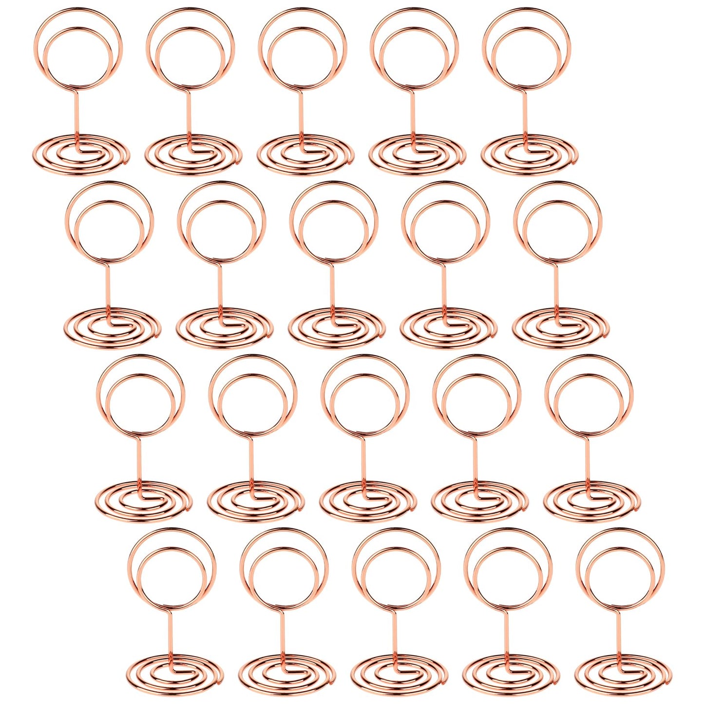 Dimeho 20 Pack Table Number Holders Place Card Stands Small Wire Picture Holders Elegant Metal Menu Clips Decoration for Centerpieces Memo Photo Name at Wedding Anniversary Party(Rose Gold)
