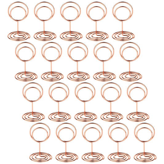 Dimeho 20 Pack Table Number Holders Place Card Stands Small Wire Picture Holders Elegant Metal Menu Clips Decoration for Centerpieces Memo Photo Name at Wedding Anniversary Party(Rose Gold)