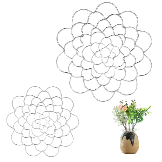 COMNICO Flower Arrangement Holder, 2 Pcs Reuseable Flower Stainless Steel Lid Arranger Metal Insert Supplies for Plant Fixation Vase Craft