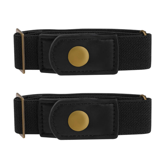 COMNICO 2 Pack No Buckle Elastic Belt Women Stretch Jeans Invisible Black Belt Comfortable Without Buckle Belt for Pants Dresses