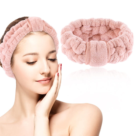 Sibba Spa Headbands, Women Microfiber Headband Coral Fleece Elastic Makeup Headbands for Washing Face Shower Sports Beauty Skincare