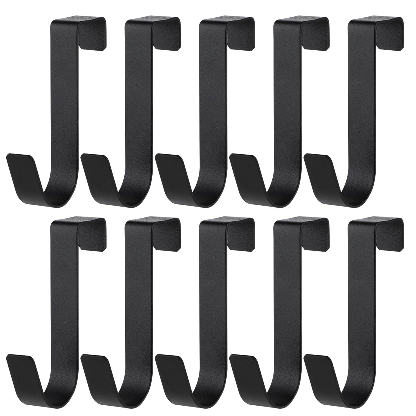 COMNICO 10 Pack Shower Door Hooks, Towel Hook Over Bathroom Frameless Glass Door 0.82in(2.1cm) Heavy Duty Stainless Steel Shower Squeegee Hooks for Hanging Robe Clothing Brush, Matte Black(10)