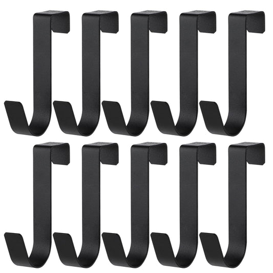 COMNICO 10 Pack Shower Door Hooks, Towel Hook Over Bathroom Frameless Glass Door 0.82in(2.1cm) Heavy Duty Stainless Steel Shower Squeegee Hooks for Hanging Robe Clothing Brush, Matte Black(10)