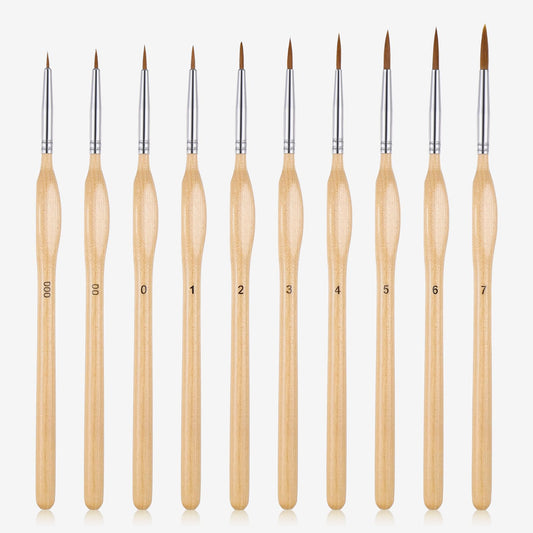 Detail Paint Brushes 10Pcs Miniature Mini Fine Paint Brush Set Small Painting Brushes Professional Artist Supplies for Face Art Crafts Acrylic Watercolor Oil Model Citadel Wood Figurine