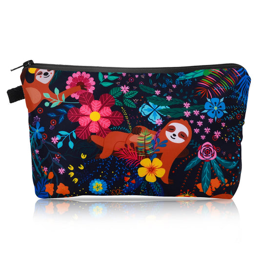 Sibba Makeup Bag Big Cosmetic Toiletry Organizer Storage Nylon Make Up Pouch Handbag Purse Case Accessories Teens Women Travel (Large Size Sloth)