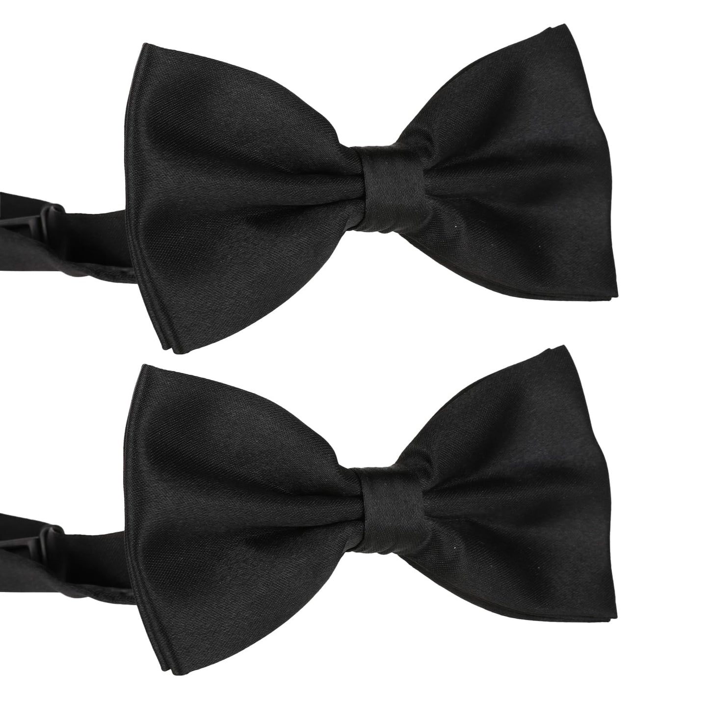 COMNICO 2 Pcs Men's Pre Tied Bow Ties Black Adjustable Bowtie Polyester Yarn Plain Formal Neck Tuxedo Bowtie for Wedding Party