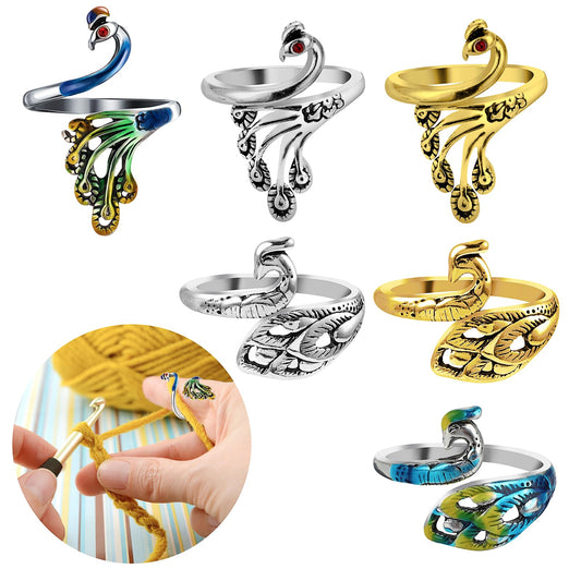 Sibba Crochet Ring Yarn Adjustable Tension Guide Knitting Thimble Hook Loop Rings Metal Open Finger Holder Aids Crocheting Braided Gadgets Blocking Board Tool DIY Circle Craft(6 PCS,multi-colored)