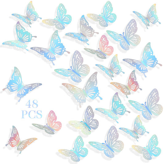 Sibba 3D Butterfly Wall Stickers Decorations Room Decor 48 PCS Cake Toppers Aesthetic Paint Butterflies Nursery Dorm Bedroom Decals Classroom Arrangements Party Supplies DIY Home