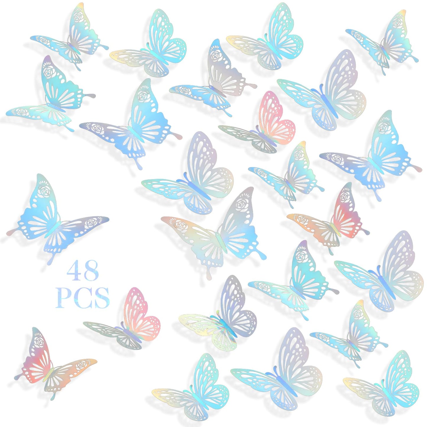 Sibba 3D Butterfly Wall Stickers Decorations Room Decor 48 PCS Cake Toppers Aesthetic Paint Butterflies Nursery Dorm Bedroom Decals Classroom Arrangements Party Supplies DIY Home