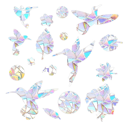 43Pcs Birds Static Window Decals Prevent Bird Strikes Anti-Collision Window Decals Save Birds from Window Collisions Non Adhesive Window Clings Rainbow Window Stickers Glass Alert Bird Stickers