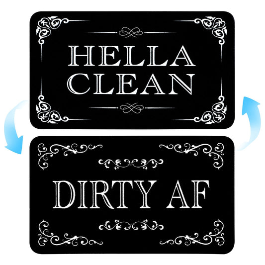 Sibba Dishwasher Magnet Clean Sign 2 Pcs Double Sided Refrigerator Sticker Waterproof Signs Stainless Steel Fridge Signer Kitchen Utensils Gadgets Strong Cleanning Sign